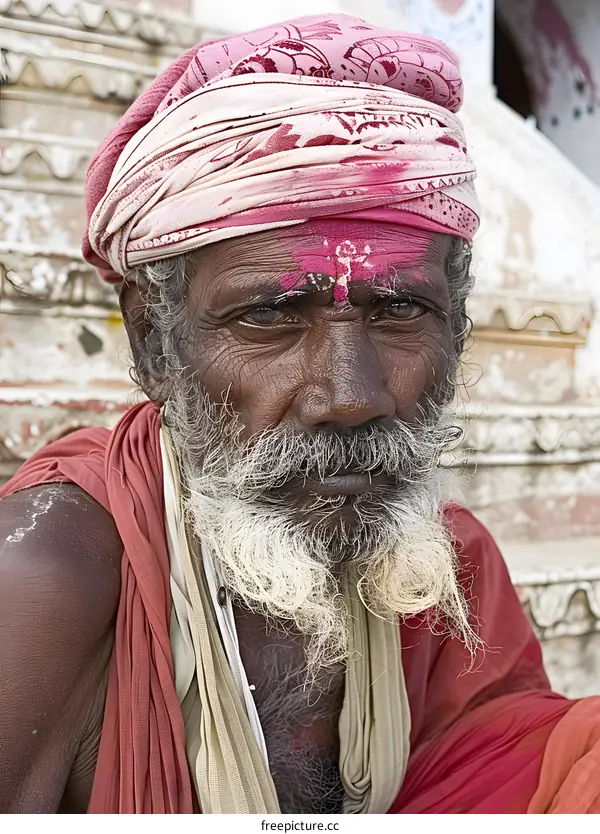 Portrait of an Indian Man Wearing a Turban