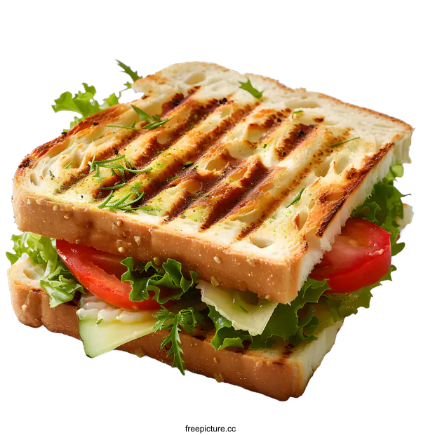 [Transparent Background PNG]Grilled Cheese Sandwich With Tomato and Lettuce