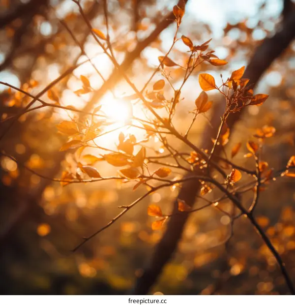 Sunlight shining through the branches of a tree