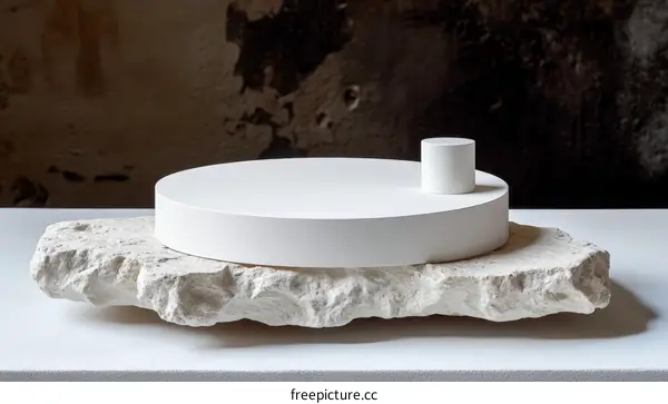White Display Platform on Natural Stone