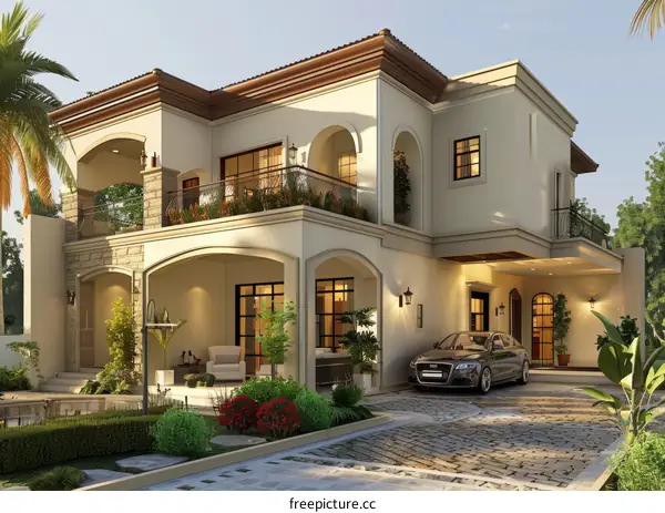 Luxury Two-Story House Exterior Design
