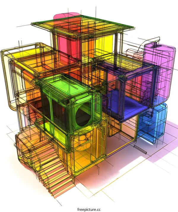 Colorful Abstract Geometric Building Design