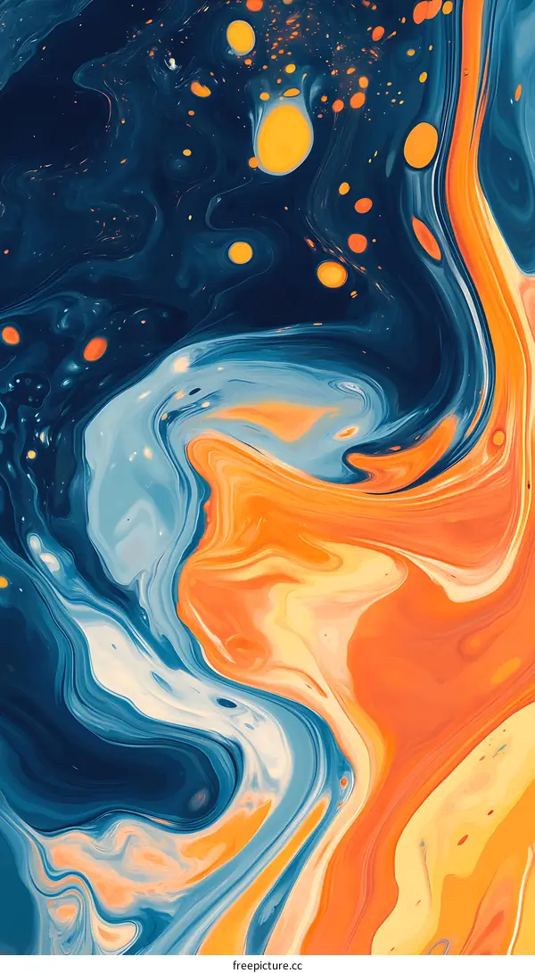 Abstract Blue and Orange Swirls Background