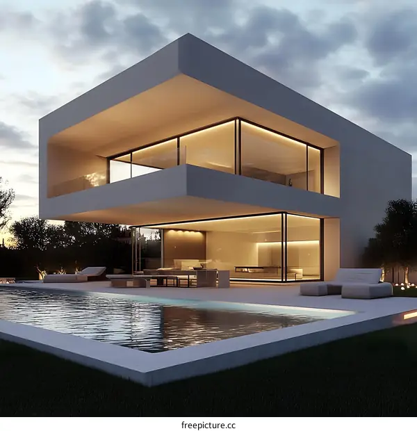 Modern House with Pool and Garden