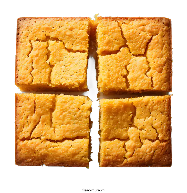 [Transparent Background PNG]Four squares of cornbread