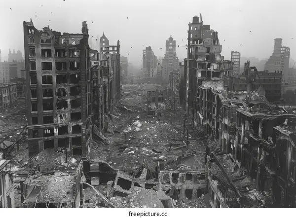 Ruins of Warsaw Poland after World War II