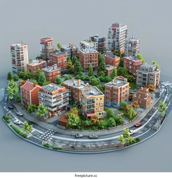 Urban Living with Verdant Surroundings in Modern City