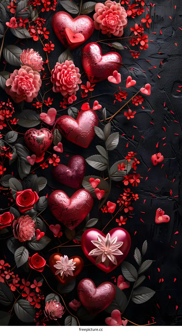 Exquisite red Valentines Day floral greeting card