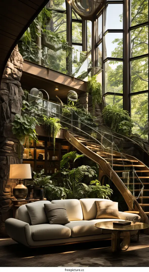 Stairway to the jungle living room