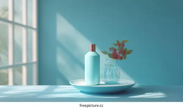 Stylish Light Blue Bottle and Vase Arrangement