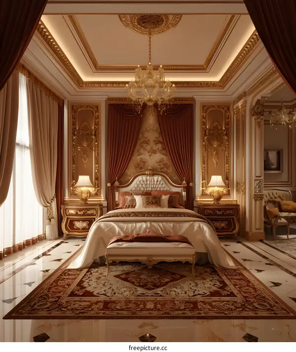 Luxury Bedroom Interior Design with Golden Decor