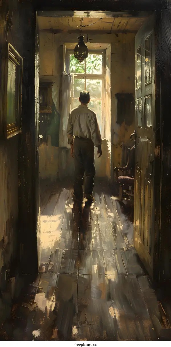 Man looking out the door