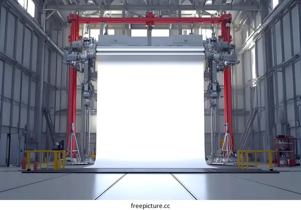 Factory Machinery with Large White Paper Roll