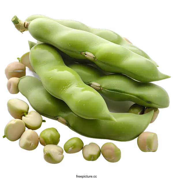 [Transparent Background PNG]Fresh green broad beans on a white background