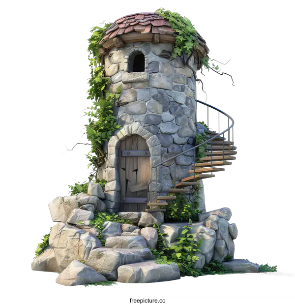 [Transparent Background PNG]Ancient Stone Tower Illustration