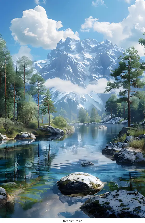 Mountains and lake