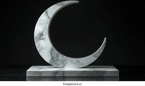 Elegant Marble Crescent Moon Sculpture
