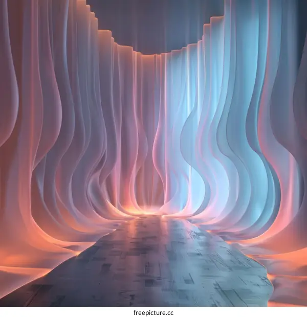 Wavy Pink and Blue Hallway