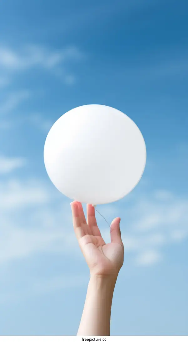 Hand Holding a White Balloon