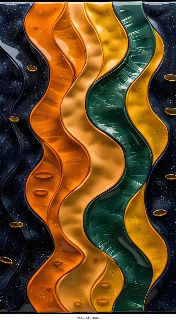 Abstract Wavy Pattern With Colorful Glass