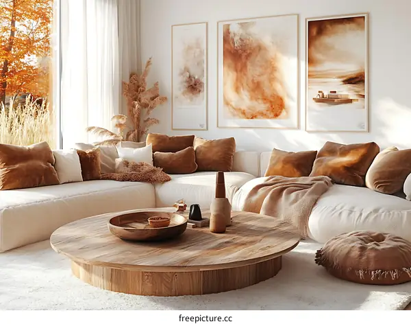 Modern Beige Living Room with Warm Tones
