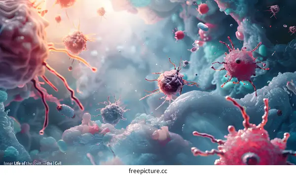 Microscopic View of Cells and Viruses