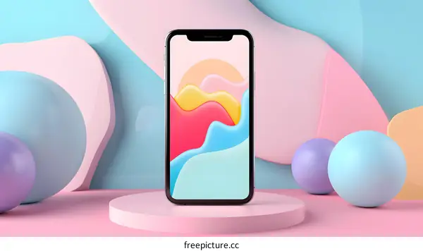 Abstract Mobile Phone Background Design With Colorful Shapes