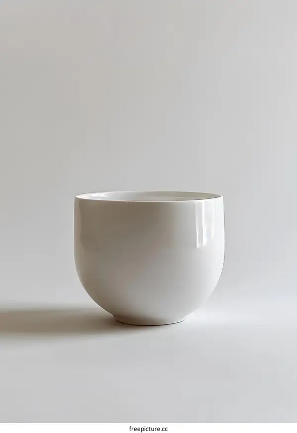 White ceramic bowl on white background