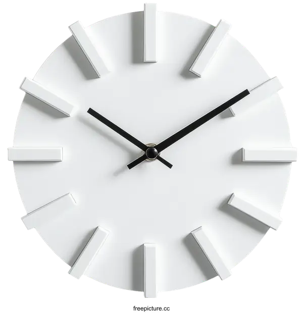 [Transparent Background PNG]Modern Minimalist White Wall Clock Design