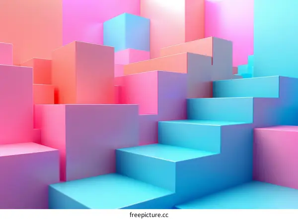 Abstract Colorful Geometric Shapes in 3D