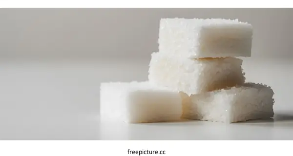 Stack of Sugar Cubes on White Background