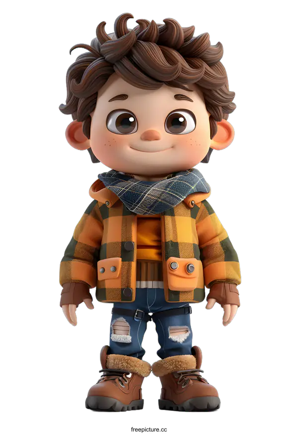 [Transparent Background PNG]3D rendering of a cute cartoon boy