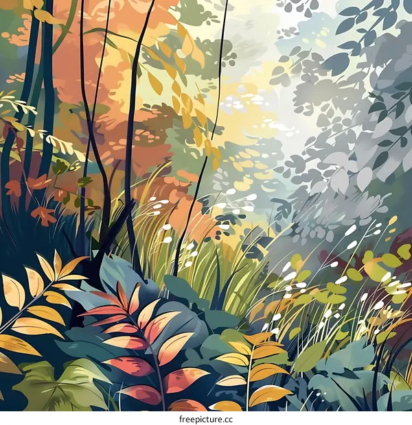 Colorful Abstract Forest Illustration