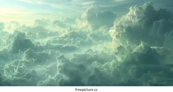 Endless expanse of cloudscape with sunlight cutting through