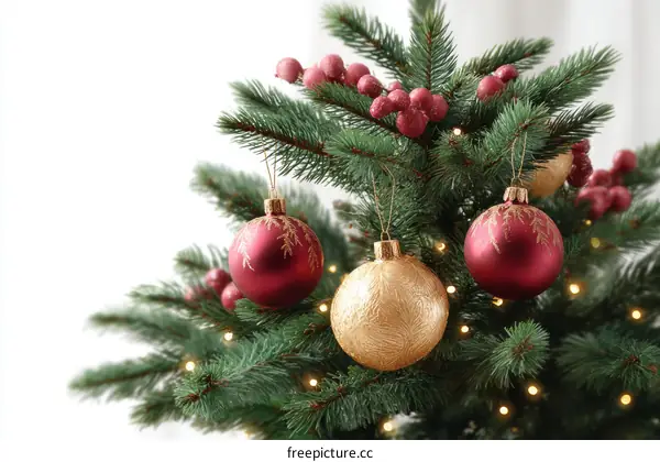 Christmas Tree Ornaments Closeup Decorative