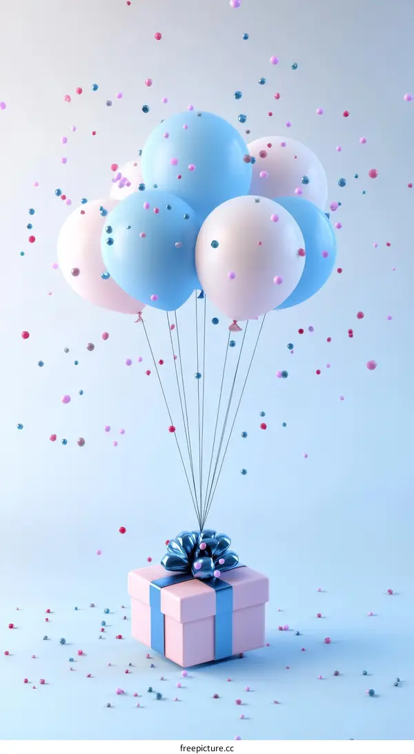 Colorful Balloons and Gift Box Celebration