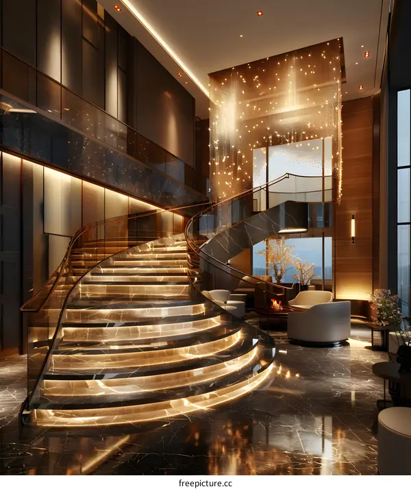 Luxury hotel lobby stairs