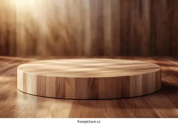 Wooden Round Display Platform Mockup