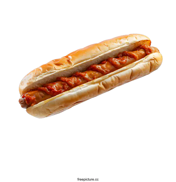 [Transparent Background PNG]Hotdog with ketchup isolated on white background