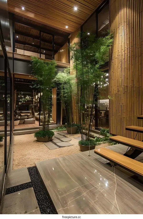 Modern Minimalist Interior Design with a Zen Garden