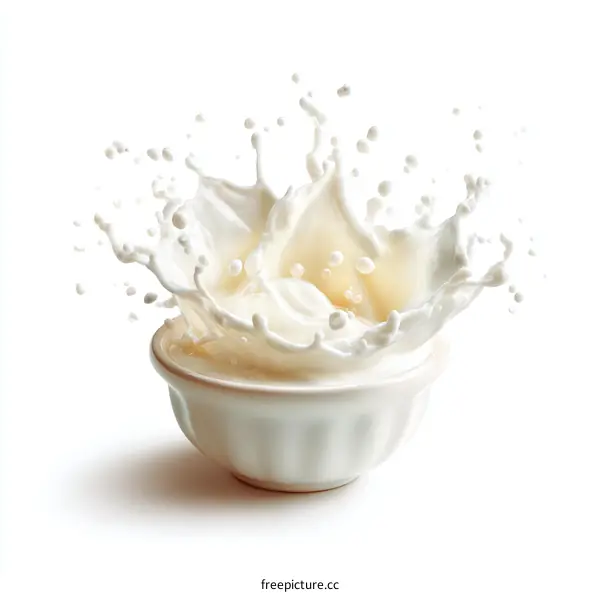 Milk Splash in a White Bowl