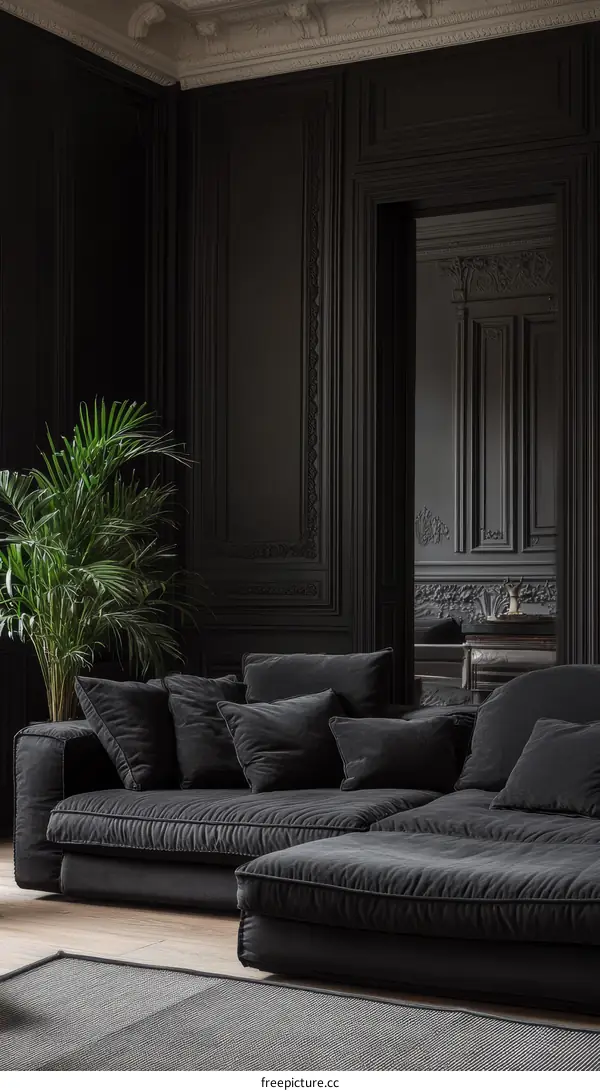 Dark Modern Sofa Set in Elegant Living Room