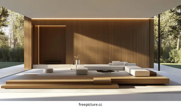 Modern Minimalist Wooden Living Area Design