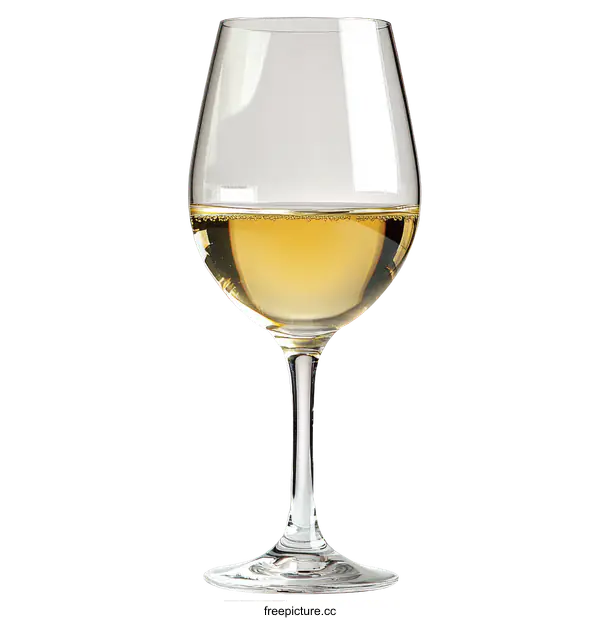 [Transparent Background PNG]Elegant Wine Glass Filled with White Wine