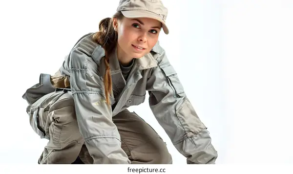 portrait of a smiling woman in work clothes