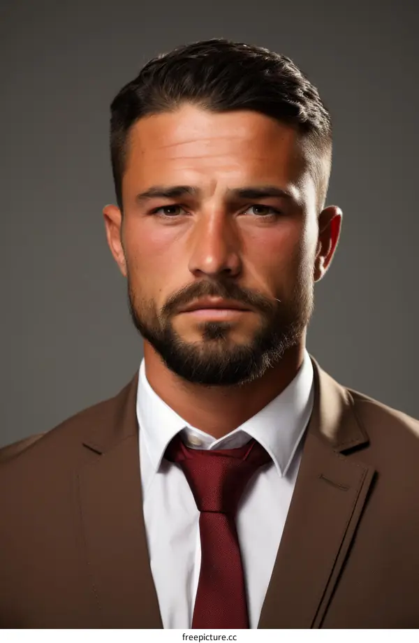Headshot of a young professional man in a suit and tie