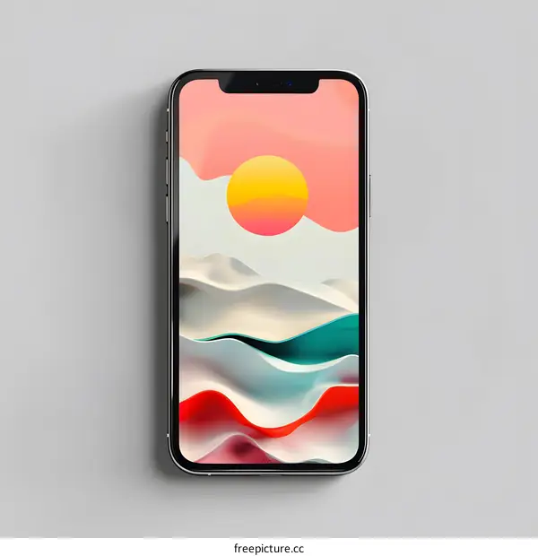 Abstract Phone Wallpaper With Sunset Landscape