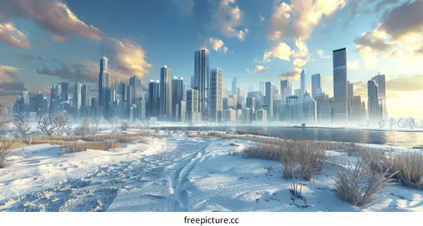 Winter Cityscape Illustration