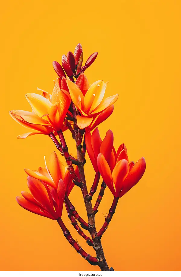 Orange Flowers on Yellow Background