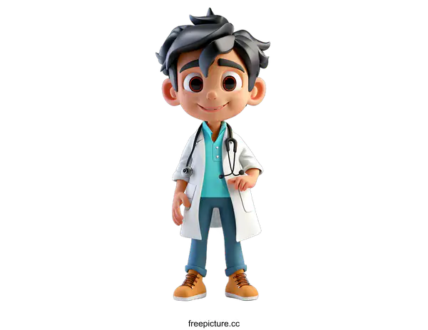 [Transparent Background PNG]Smiling Cartoon Doctor Character